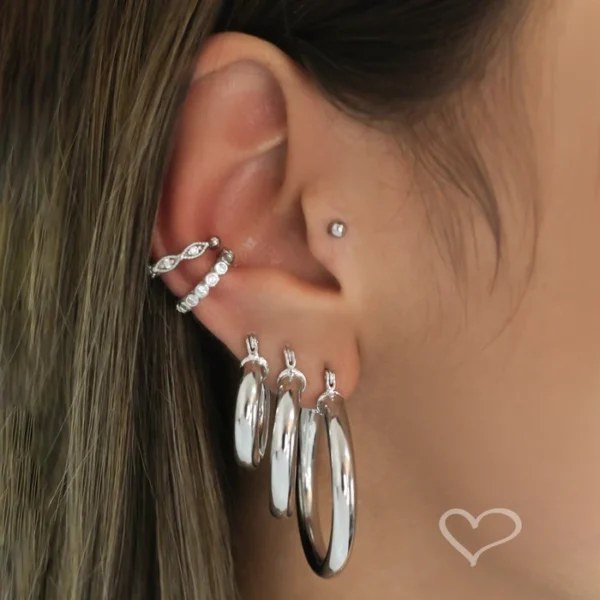 Argola Tubo Folheado em Ródio Branco 2