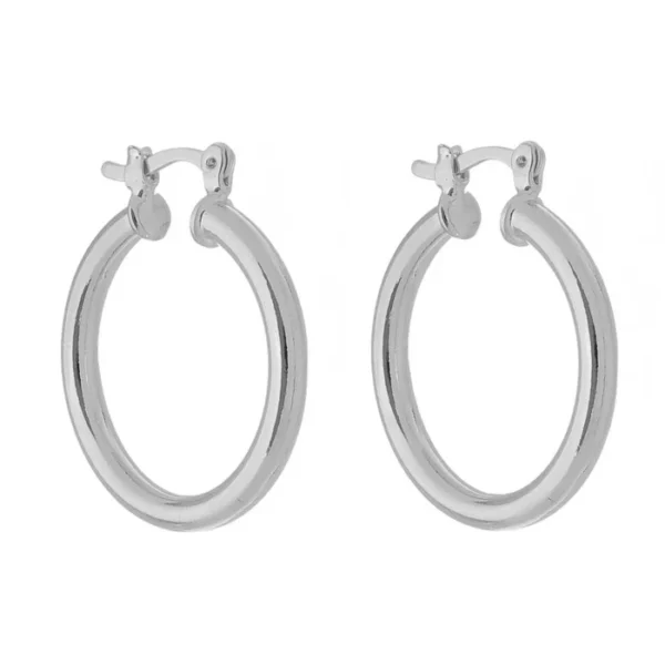 Argola Tubo Folheado em Ródio Branco