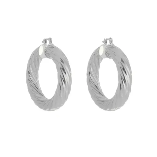Argola Tubo Torcido G em Ródio Branco