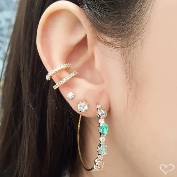 Argola Zircônias Coloridas Folheado a Ouro 18k