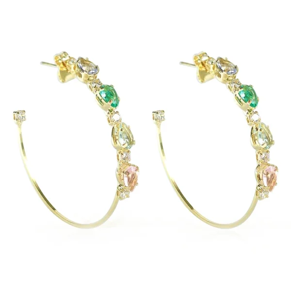 Argola Zircônias Coloridas Folheado a Ouro 18k