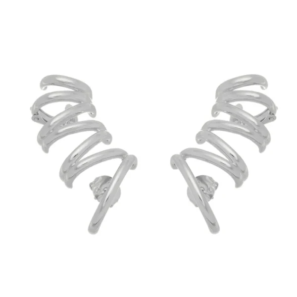 Brinco Julie Ear Cuff Folheado em Ródio Branco