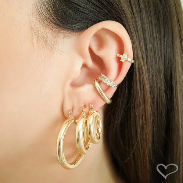 Argola Tubo G Folheado a Ouro 18k - Image 3