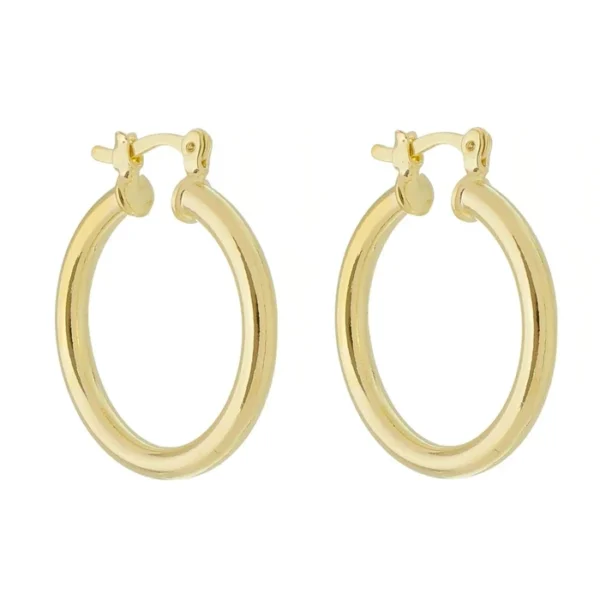 Brinco de Argola Tubo G Folheado a Ouro 18k