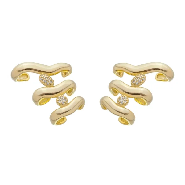 Brinco Ear Cuff Mel Zircônias Folheado a Ouro 18k