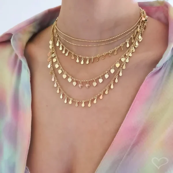 Choker Corações e Gotas Folheada a Ouro 18k - Image 3