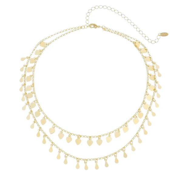 Choker Corações e Gotas Folheada a Ouro 18k