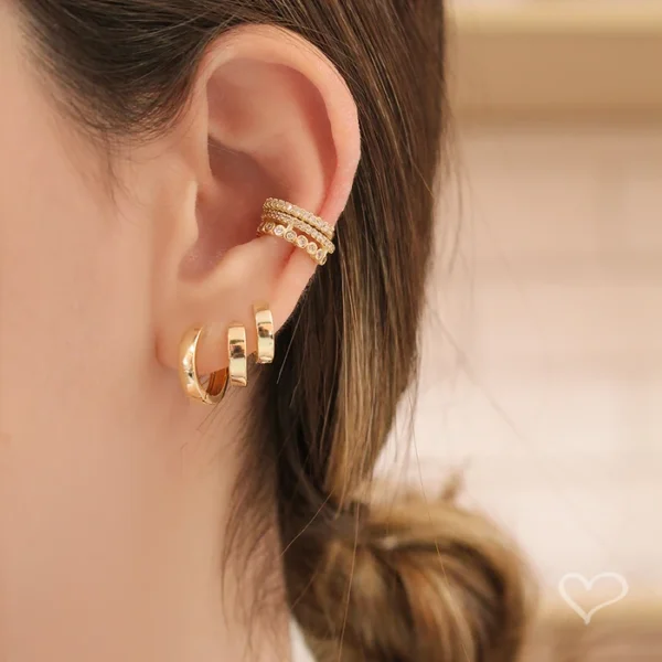 Trio de Argolinha Gaby Folheado a Ouro 18k