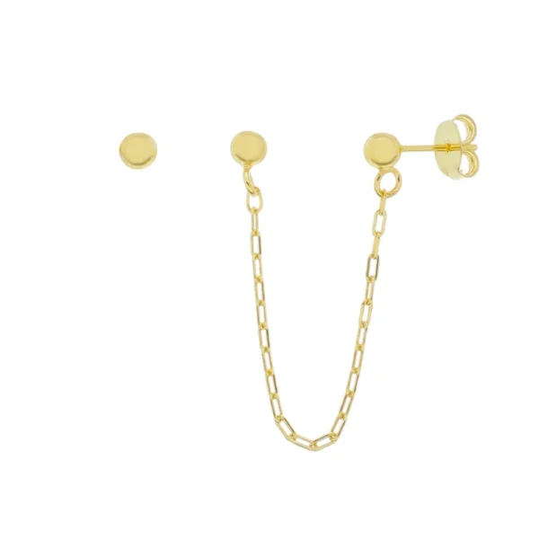 Brinco Ear Line Carla Bolinha Folheado a Ouro 18k