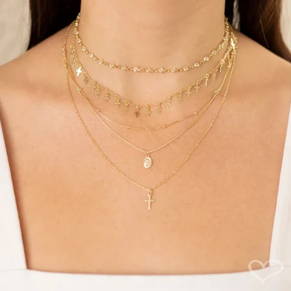 Colar 3 Voltas Santa Rita Folheado a Ouro 18k