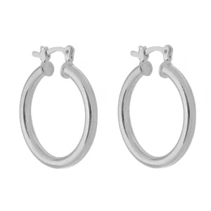Argola Tubo Folheado em Ródio Branco