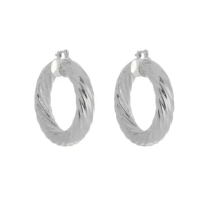 Argola Tubo Torcido G em Ródio Branco