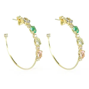 Argola Zircônias Coloridas Folheado a Ouro 18k