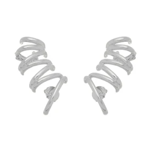 Brinco Julie Ear Cuff Folheado em Ródio Branco