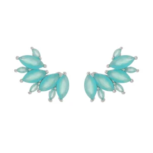 Brinco Piuka Ear Cuff Karol Zircônia Acqua Folheado em Ródio Branco