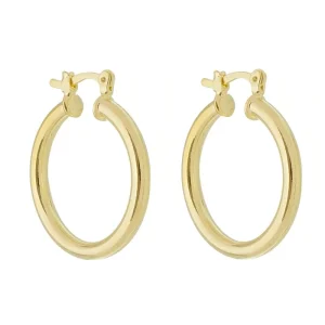 Brinco de Argola Tubo G Folheado a Ouro 18k