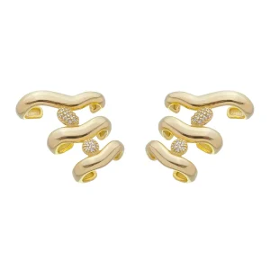 Brinco Ear Cuff Mel Zircônias Folheado a Ouro 18k