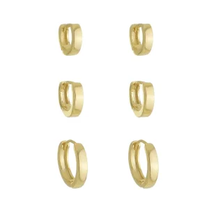 Trio de Argolinha Gaby Folheado a Ouro 18k