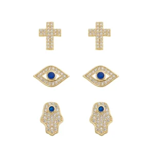 Trio de Brincos Bia Folheado a Ouro 18k