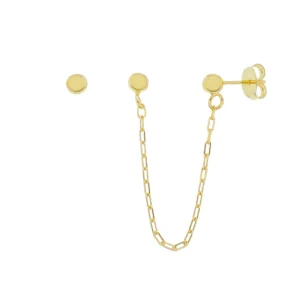 Brinco Ear Line Carla Bolinha Folheado a Ouro 18k