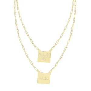Escapulário Feminino Livrai-me do Mal Folheado a Ouro 18k